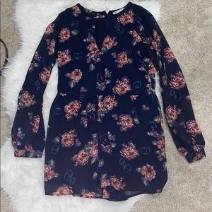 Navy Blue Floral Long Sleeve Romper!